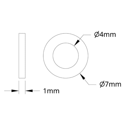 ServoCity 2807 シリーズ ステンレススチール シム (内径 4mm x 外径 7mm、厚さ 1mm) - 12 個パック