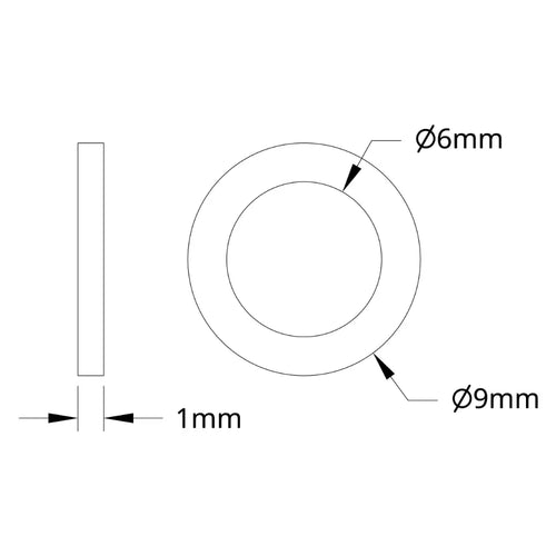 ServoCity 2807 シリーズ ステンレススチール シム (内径 6mm x 外径 9mm、厚さ 1mm) - 12 個パック