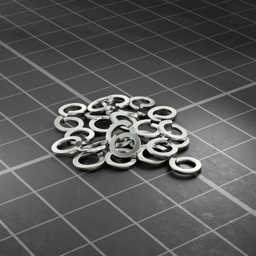 ServoCity 2809 シリーズ 亜鉛メッキ鋼製スプリットロックワッシャー (内径 4mm x 外径 7mm) - 25 個パック