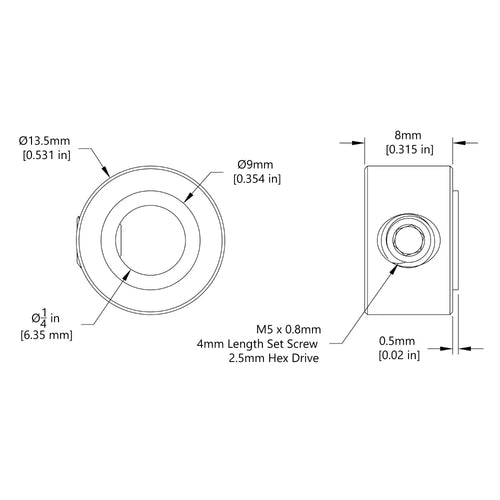 ServoCity 2920シリーズ スチール製 セットスクリューカラー (内径 1/4 Inch (6.3mm)) - 2個