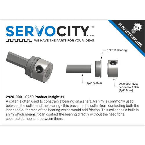 ServoCity 2920シリーズ スチール製 セットスクリューカラー (内径 1/4 Inch (6.3mm)) - 2個
