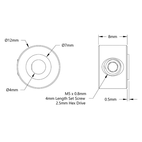 ServoCity 2920シリーズ スチール製 セットスクリューカラー (内径 4mm) - 2個