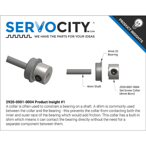 ServoCity 2920シリーズ スチール製 セットスクリューカラー (内径 4mm) - 2個