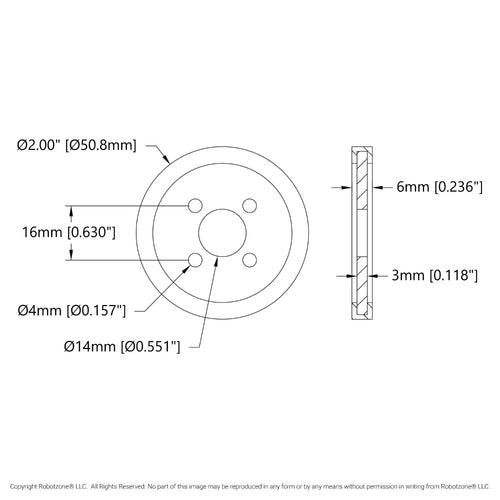 ServoCity 外径 2 Inch (5cm) アクリル製 ディスクホイール (赤) - 2個