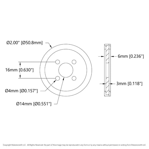 ServoCity 外径 2 Inch (5cm) アクリル製 ディスクホイール (黄) - 2個