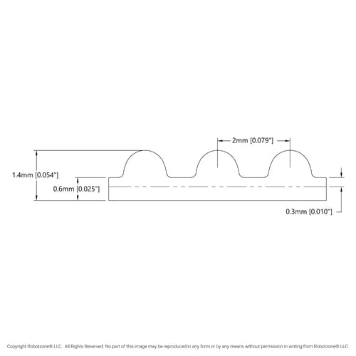 ServoCity 2mm ピッチ GT2 タイミングベルト (幅 6mm、カット長さ 5m)