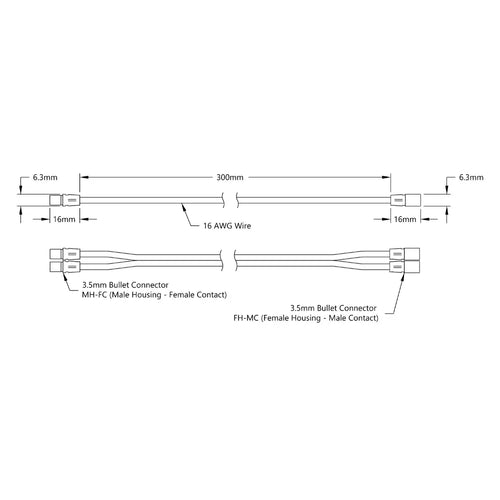ServoCity 300 mm オス - メス SH3.5 バレットエクステンション