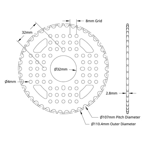 ServoCity 3310 シリーズ 8mm ピッチ アルミニウム ハブマウント スプロケット (32mm ボア、42 歯)