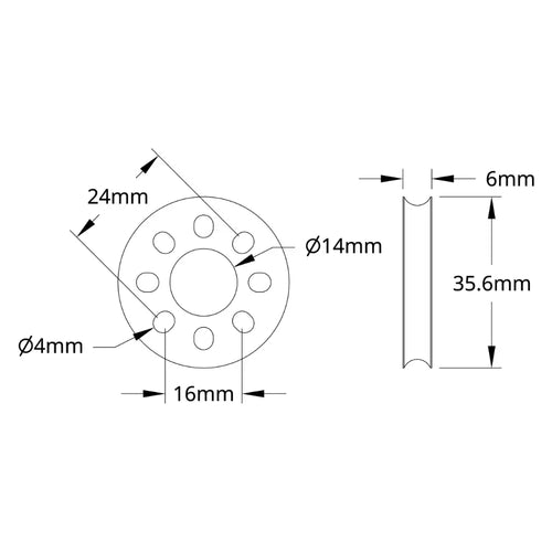 ServoCity 3400シリーズ ハブマウント丸ベルト用プーリ (内径 14mm、ピッチ円直径 32mm)