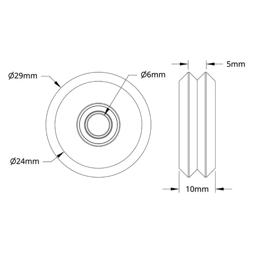 ServoCity 3600 シリーズ W ホイール (内径 6mm、外径 29mm、幅 10mm) - 2 パック
