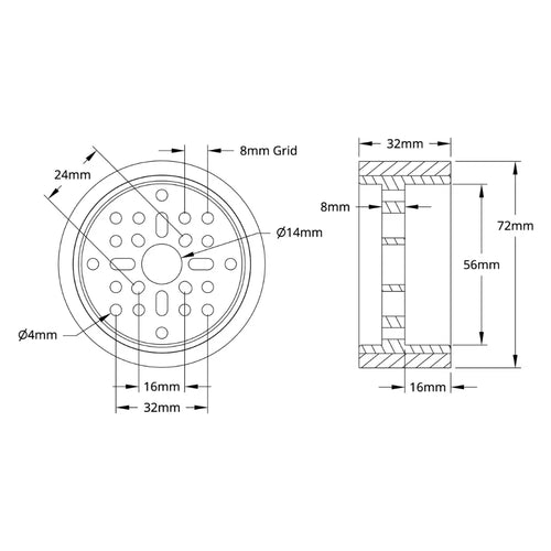 ServoCity 3601シリーズ Rhinoホイール (14mmボア 直径72mm)
