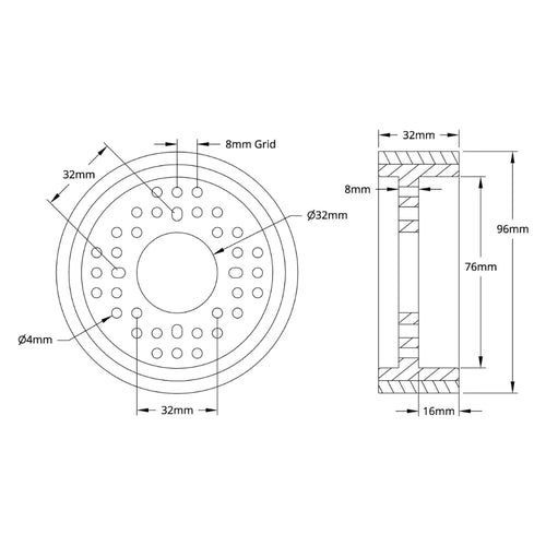 ServoCity 3601シリーズ Rhinoホイール (ボア32mm 直径96mm)