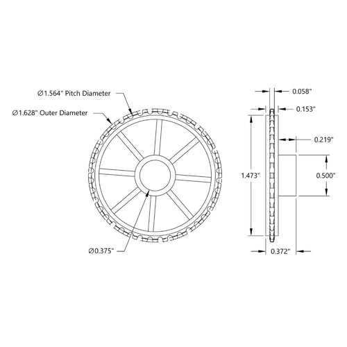 ServoCity 40歯 プレスフィットスプロケット (歯車ピッチ 0.1227 Inch (3.1mm) 内径 0.375 Inch (9.5mm))