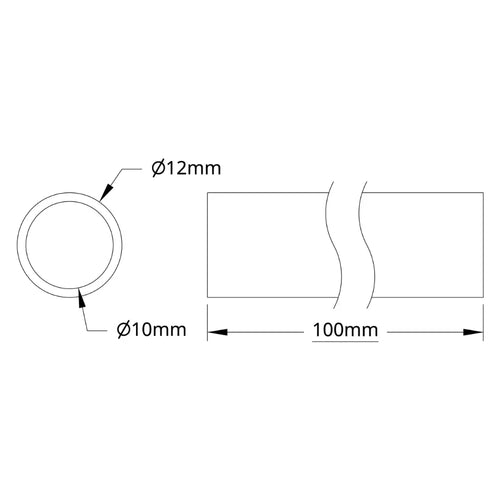 ServoCity 4100 シリーズ アルミニウム チューブ (内径 10mm x 外径 12mm、長さ 100mm)