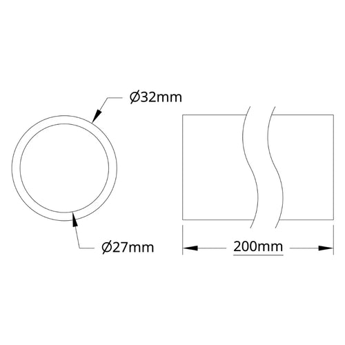 ServoCity 4100シリーズ アルミニウムチューブ (内径 27mm x 外径 32mm、長さ 200mm)