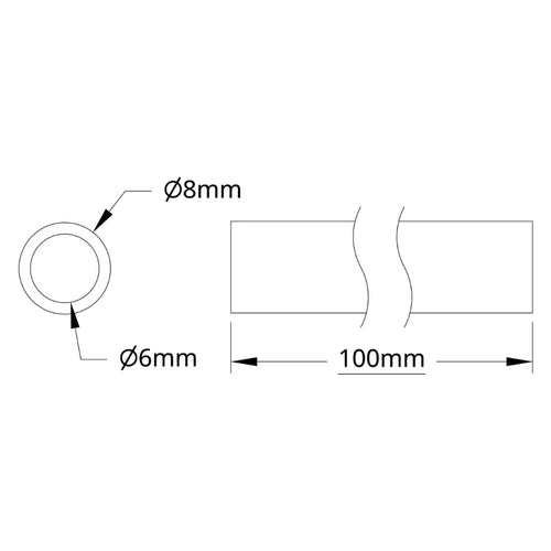 ServoCity 4100 シリーズ アルミニウム チューブ (内径 6mm x 外径 8mm、長さ 100mm)