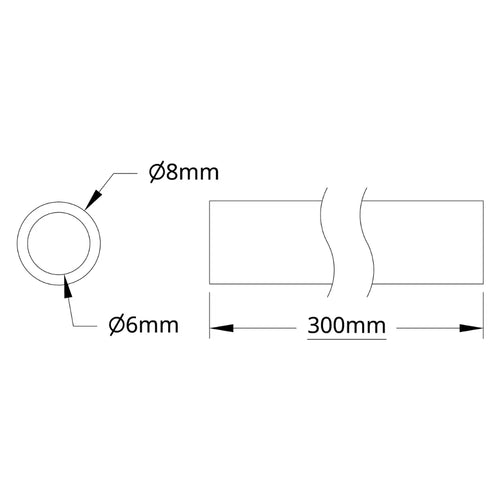 ServoCity 4100 シリーズ アルミニウム チューブ (内径 6mm x 外径 8mm、長さ 300mm)