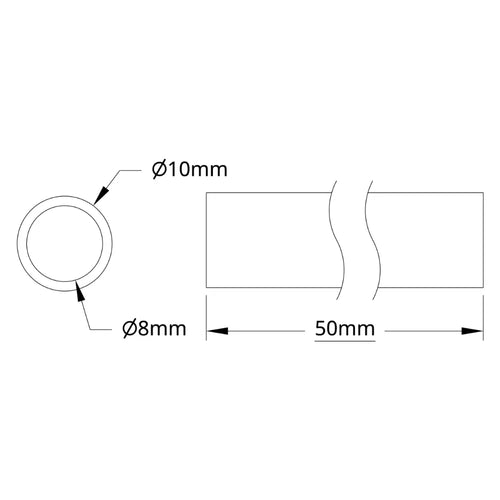 ServoCity 4100 シリーズ アルミニウム チューブ (内径 8mm x 外径 10mm、長さ 50mm)