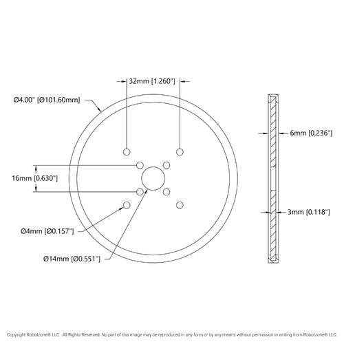 ServoCity 4 inch (10cm) アクリル製 ディスクホイール (黒色) - 2個