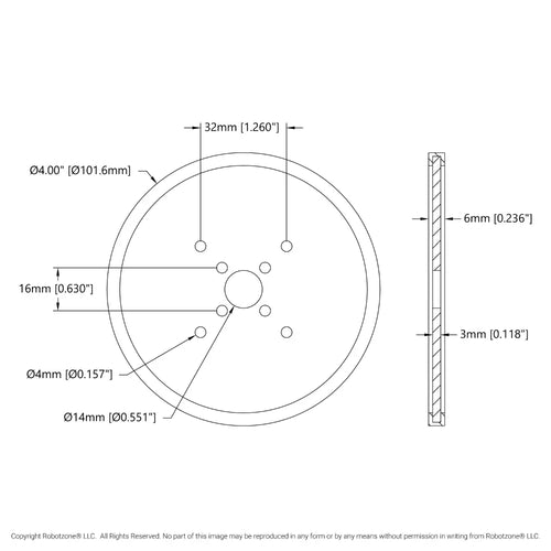 ServoCity 4 inch (10cm) アクリル製 ディスクホイール (青色) - 2個
