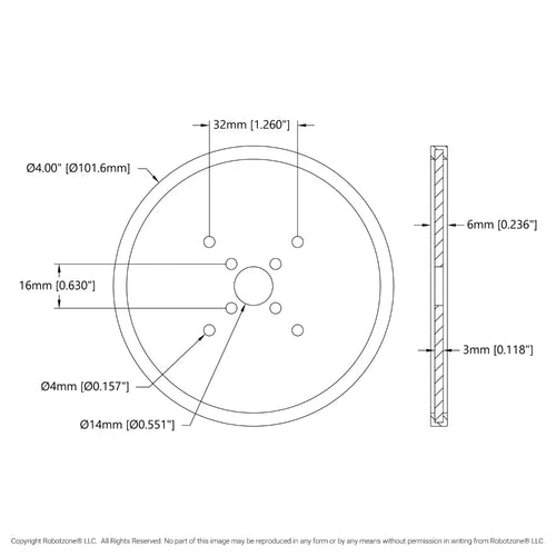 ServoCity 4 inch (10cm) アクリル製 ディスクホイール (クリア) - 2個