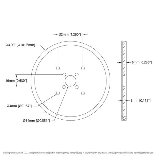 ServoCity 4 inch (10cm) アクリル製 ディスクホイール (赤色) - 2個