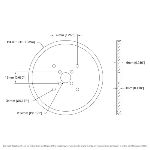 ServoCity 4 inch (10cm) アクリル製 ディスクホイール (白色) - 2個