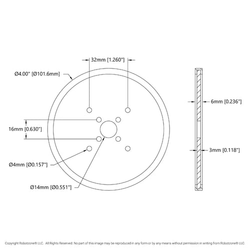 ServoCity 4 inch (10cm) アクリル製 ディスクホイール (黄色) - 2個