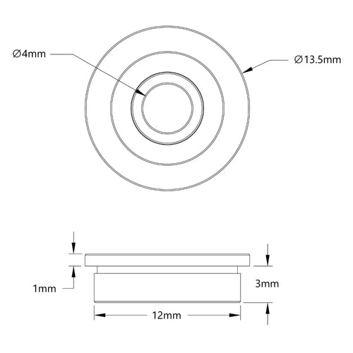 ServoCity 4mm ID フランジ付きボールベアリング (外径 12mm、厚さ 3.5mm) - 2 個パック