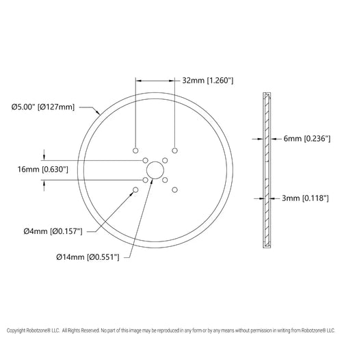 ServoCity 5 inch (12.7cm) アクリルディスクホイール (黒色) - 2個