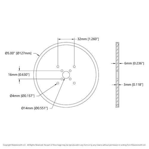 ServoCity 5 inch  (12.7cm) アクリルディスクホイール (白色) - 2個