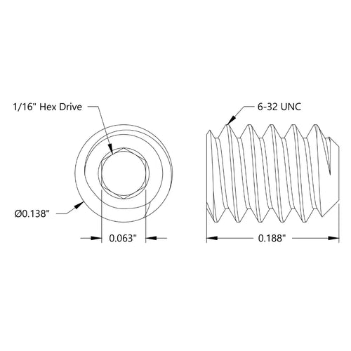 ServoCity 6-32 ステンレススチール製カップポイント止めネジ (長さ 4.8mm) - 6個パック