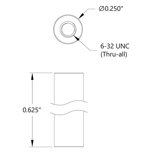 ServoCity 6-32 UNCスタンドオフ (外径 6.35mm、長さ 15.875mm) - 4個パック