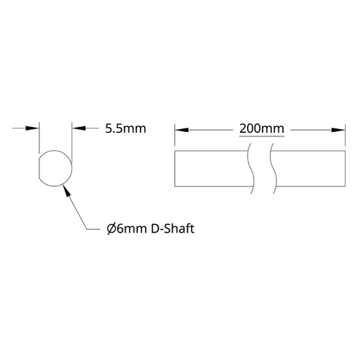 ServoCity 6mm D形シャフト (ステンレススチール製 長さ200mm)