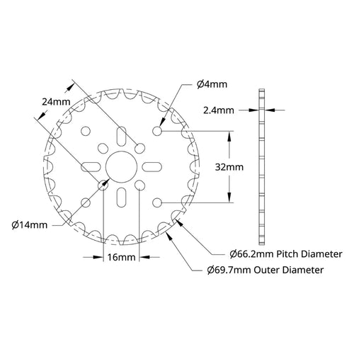 ServoCity 8mm ピッチ アセタール ハブマウント スプロケット (14mm ボア、26 歯)