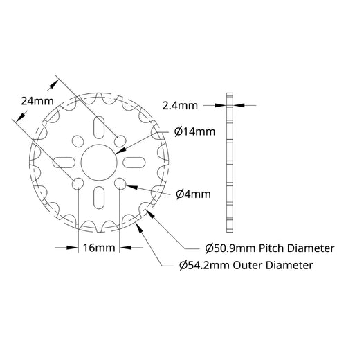 ServoCity 8mm ピッチ アセタール ハブマウント スプロケット (14mm ボア、20 歯)