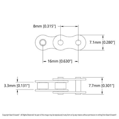 ServoCity 8mm間隔 スチールチェーンループ (104リンク ピッチ長さ832mm)