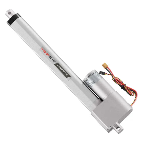 ServoCity ヘビーデューティー リニア サーボ (位置制御、12 ～ 24V、112 lb 推力、0.6 inch/sec、10 inch ストローク)
