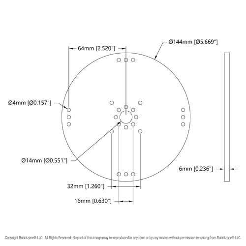 ServoCity プラスチック製 ハブマウントディスク (14mmボア 直径144mm)