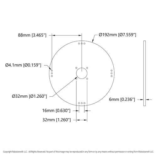ServoCity プラスチック ハブマウント ディスク (内径 32mm、直径 192mm)