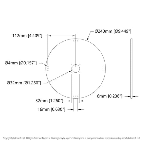 ServoCity プラスチック ハブマウント ディスク (内径 32mm、直径 240mm)