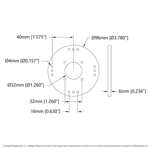 ServoCity プラスチック ハブマウントディスク (32mmボア 直径96mm)
