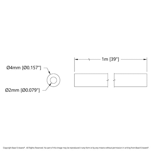 ServoCity PTFE ケーブルガイドチューブ (内径 2mm、外径 4mm、長さ 1m)