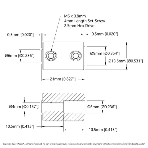 ServoCity ネジ止めシャフトカプラ (内径4mm 丸穴 ～ 内径6mm 丸穴)