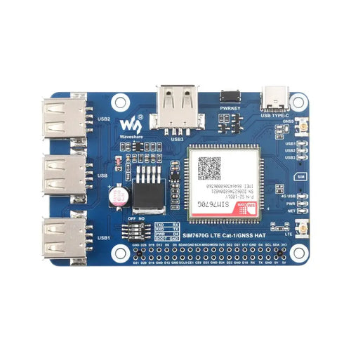 Waveshare SIM7670G グローバルマルチバンドLTE 4G Cat-1 / GNSS HAT (Raspberry Pi 用)