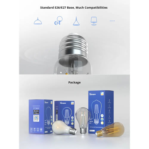 SONOFF B02-F スマート Wi-Fi LEDフィラメント電球 (B02-F-A19)