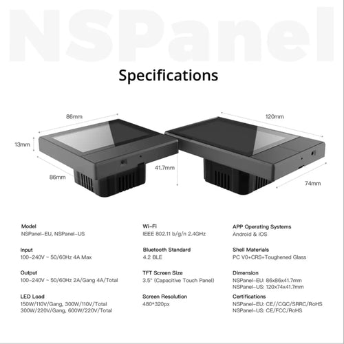 SONOFF NSPanel 壁スマートシーンスイッチ (タイプ120 ディムグレー)