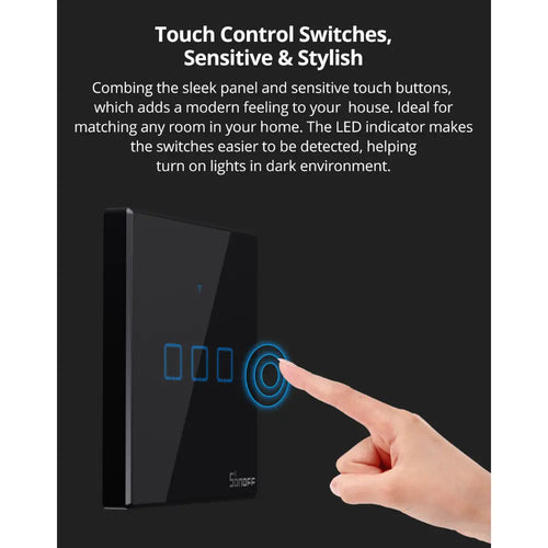 SONOFF TXシリーズ WiFi 壁スマートスイッチ (T3 USタイプ 1ギャング 黒)
