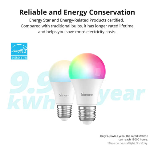 SONOFF Wi-FiスマートLED電球 (B05-BL-A19、120V)
