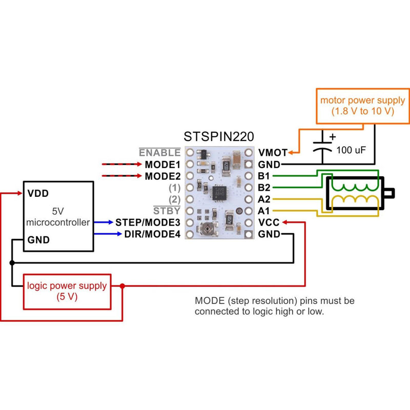 STSPIN220 低電圧ステッピングモータドライバキャリアボード（ヘッダピンはんだ付済み）